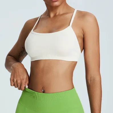 Women Seamless Cross Back Padded Sports Bra