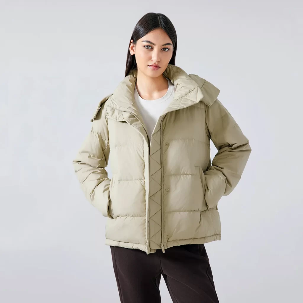 Custom Winter Women's Long-Sleeve Hooded Puffer Coat