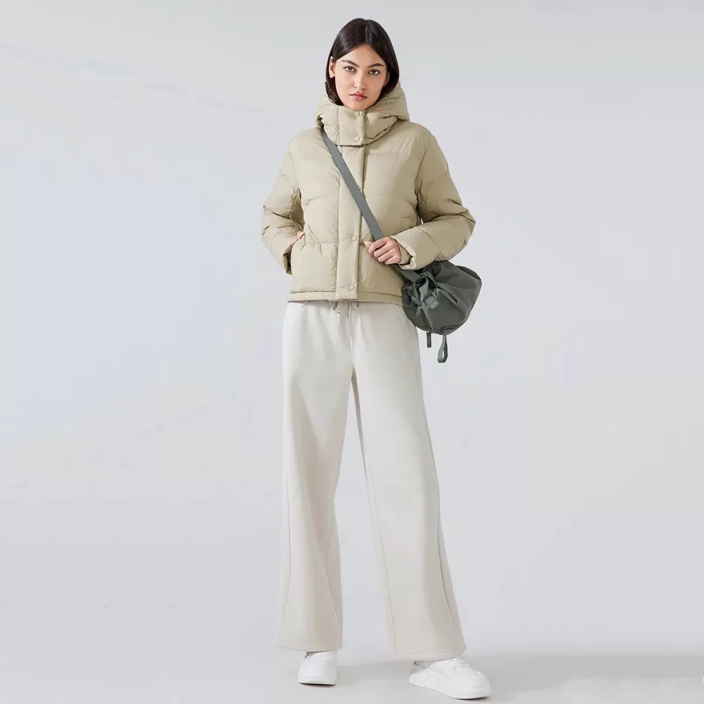 Winter Hooded Short Puffy Jacket Warm Puffer Down Coat