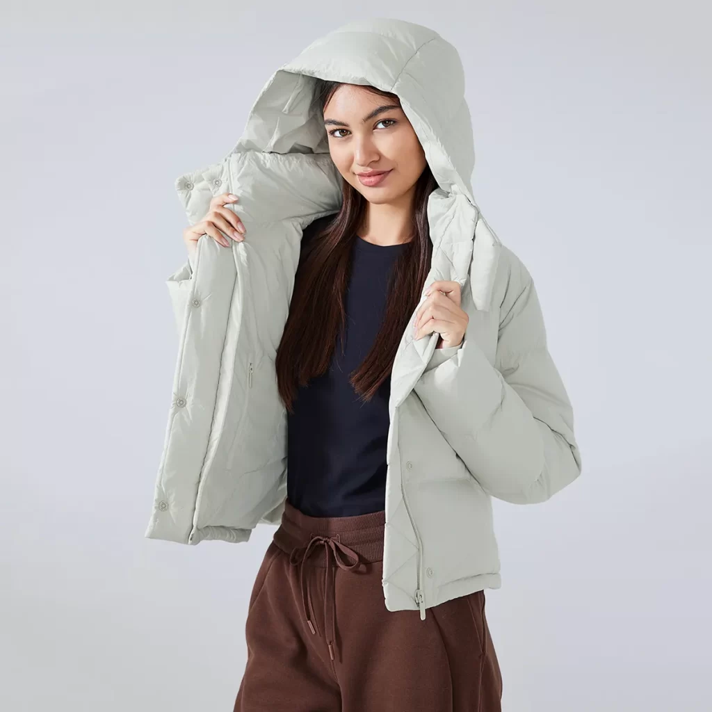 Winter Hooded Short Puffy Jacket Warm Puffer Down Coat