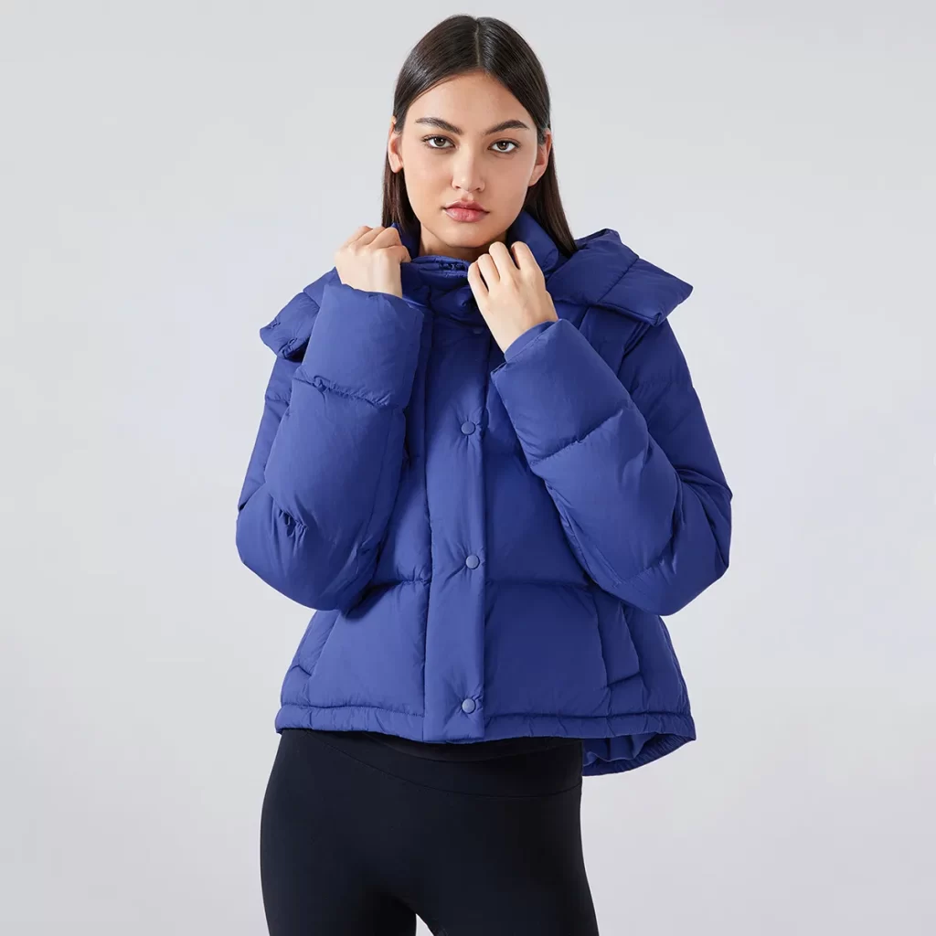 Winter Hooded Short Puffy Jacket Warm Puffer Down Coat