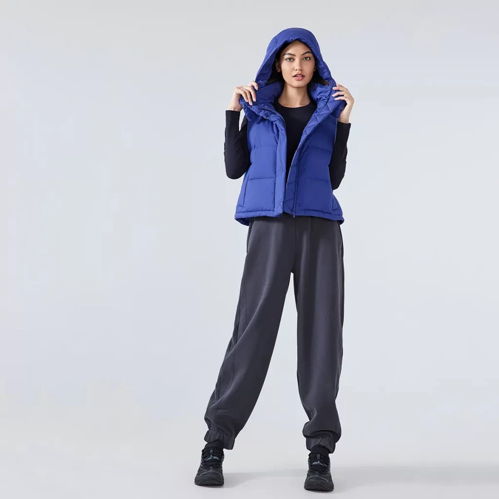Custom Winter Outerwear Hooded Full Zip Puffer Vest