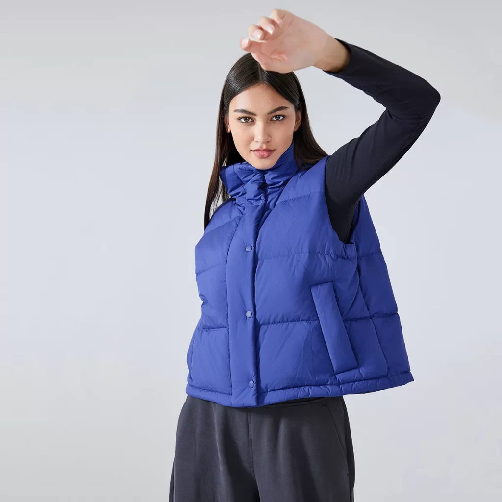 Custom Winter Outerwear Hooded Full Zip Puffer Vest