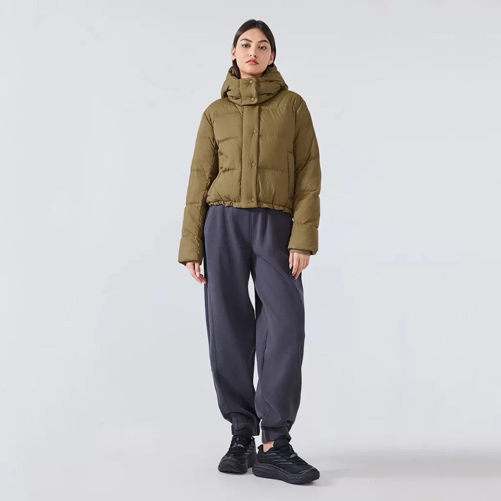 Winter Hooded Short Puffy Jacket Warm Puffer Down Coat
