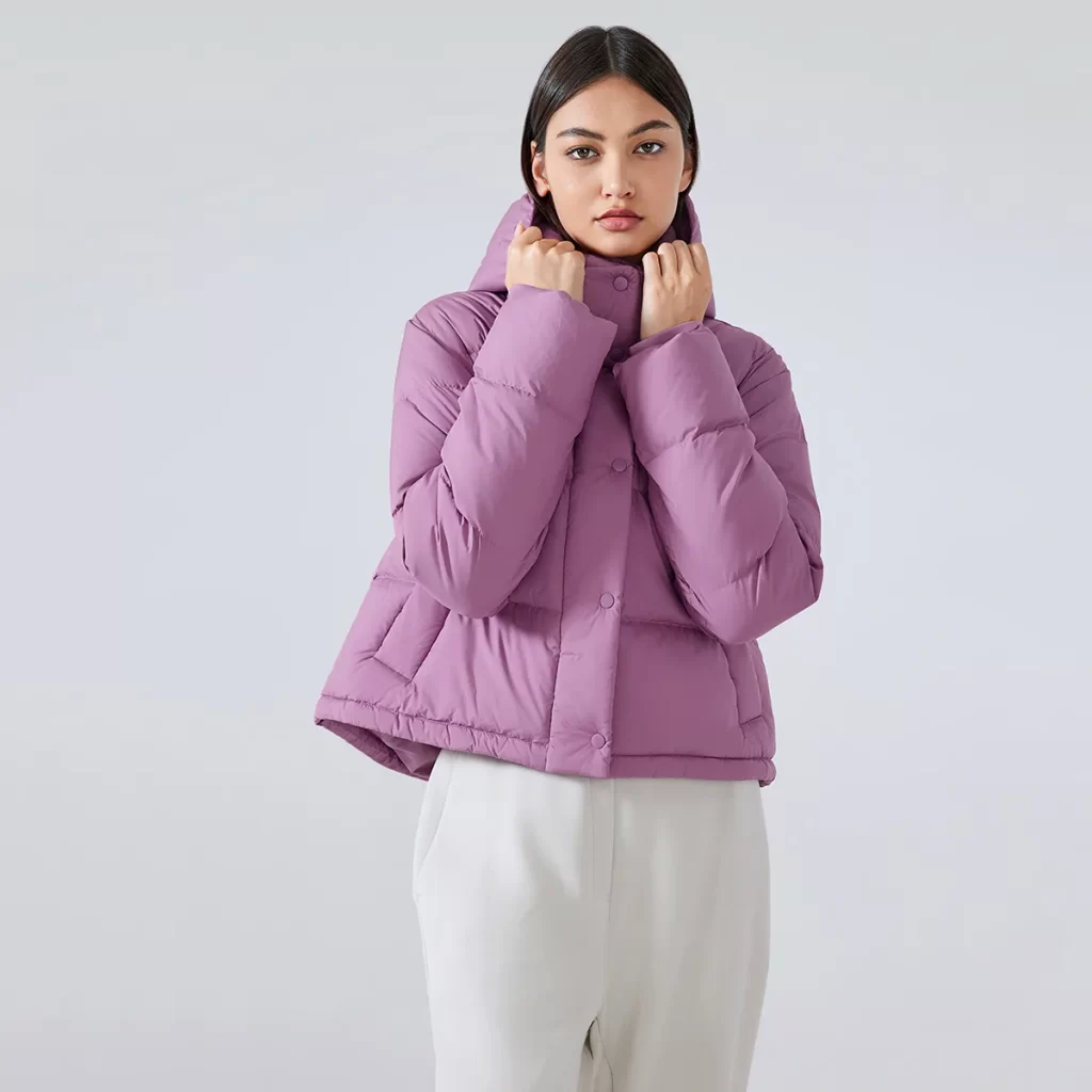 Winter Hooded Short Puffy Jacket Warm Puffer Down Coat