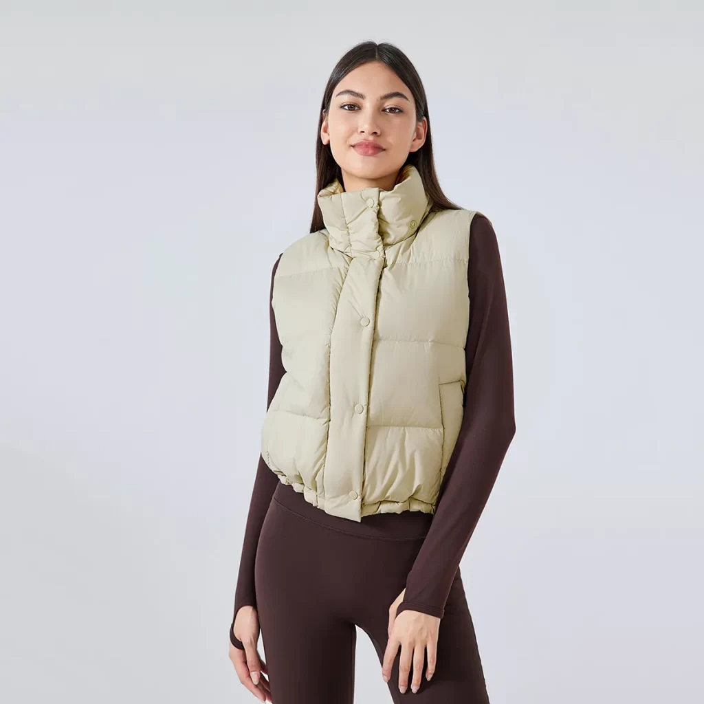 Custom Winter Outerwear Hooded Full Zip Puffer Vest