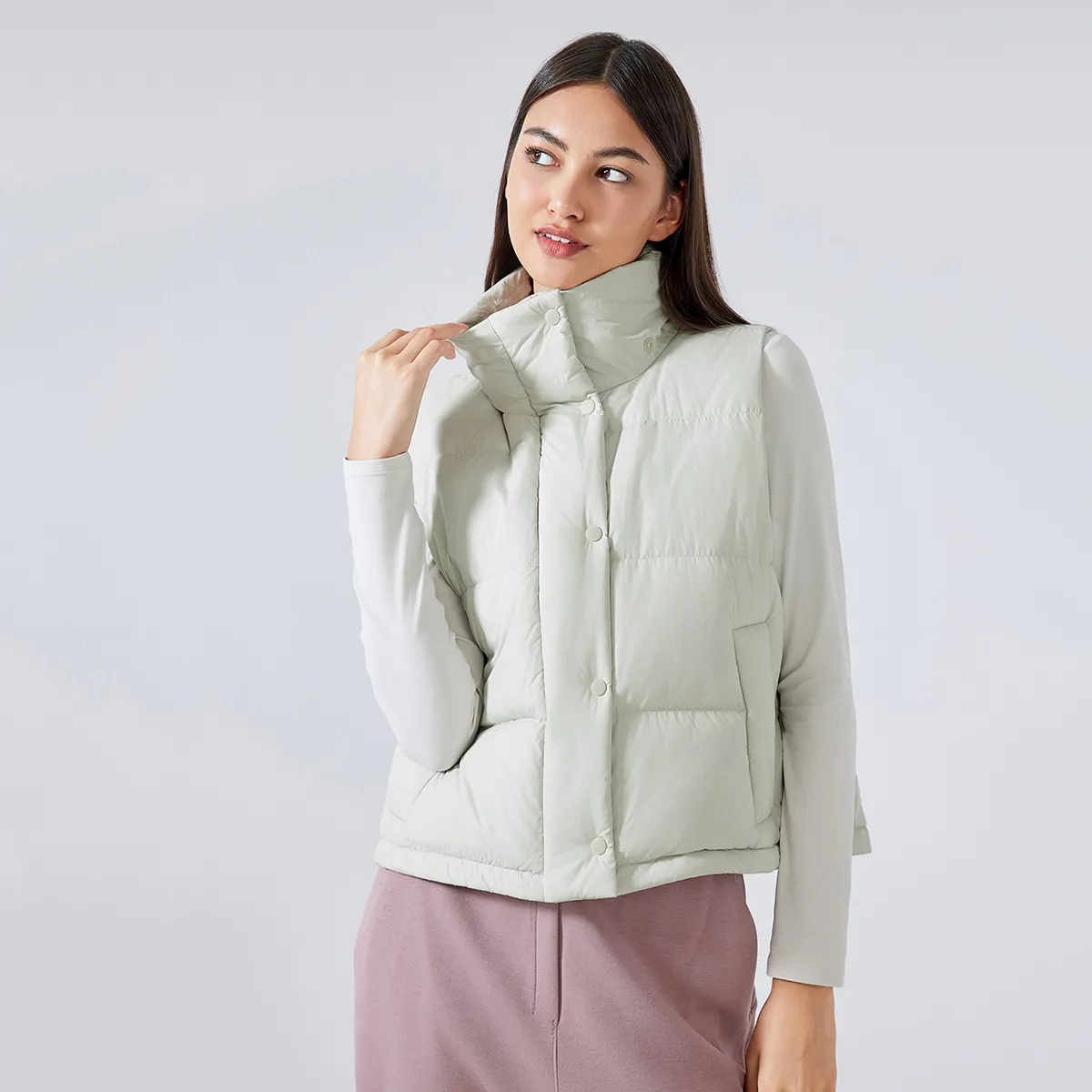 Custom Winter Outerwear Hooded Full Zip Puffer Vest