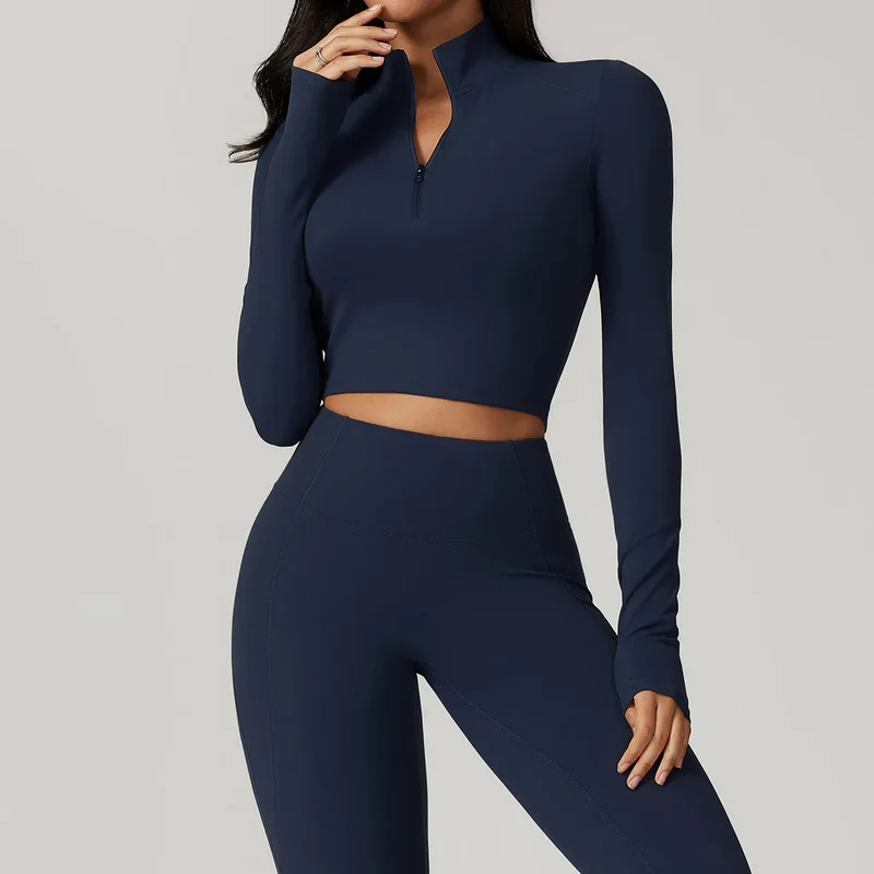 Athletic Long Sleeve Top Women Fitness Zip Up Jackets