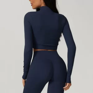 Athletic Long Sleeve Top Women Fitness Zip Up Jackets