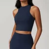 Athletic Cropped Tank Top High Neck Sports Vest For Women