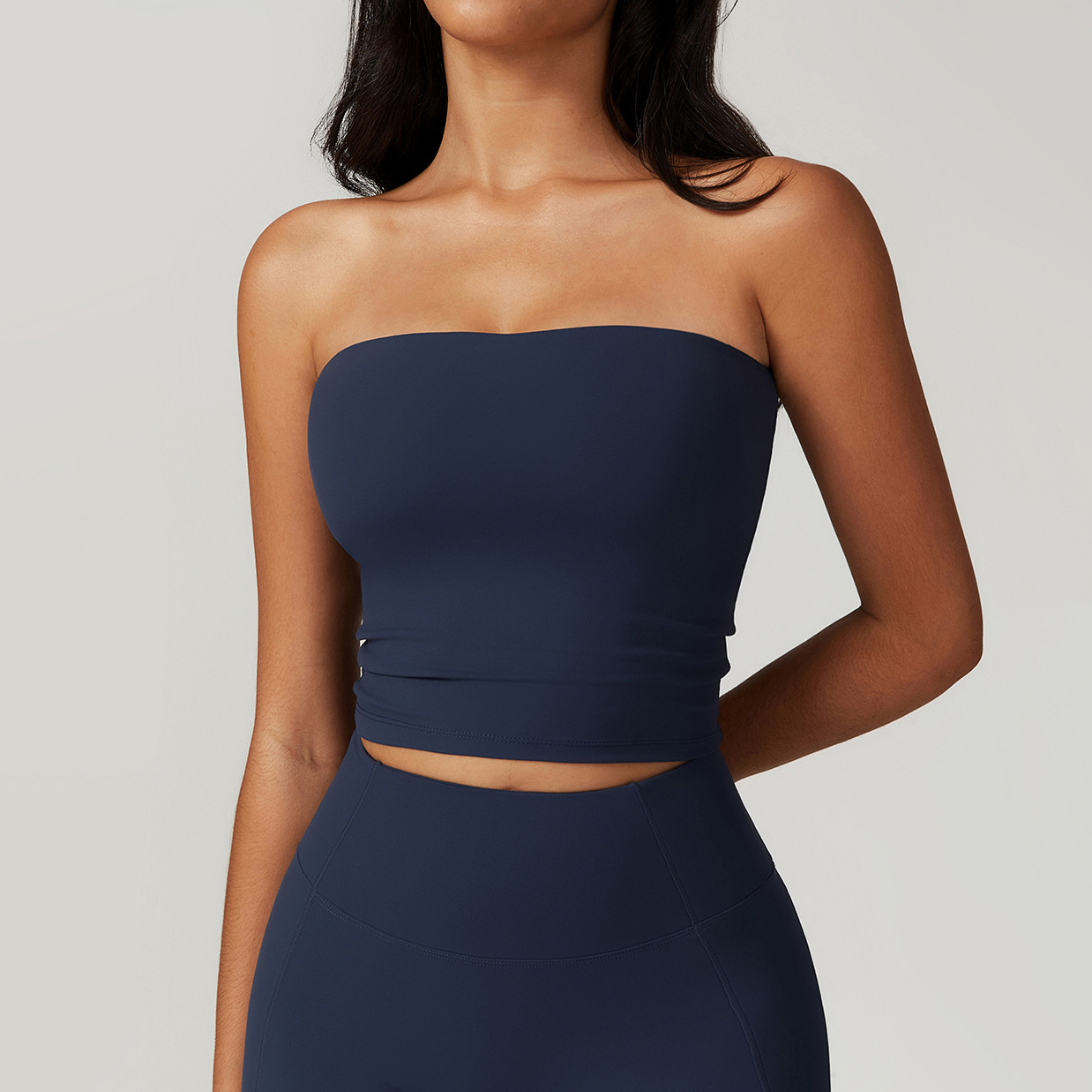 Sports Basic Bandeau Cropped Tops Women Cute Tube Tops