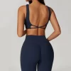 Twist Front Sports Bra Customized Deep V-Neck Crop Top