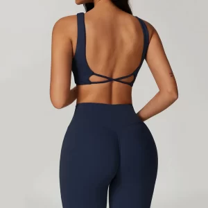 Twist Front Sports Bra Customized Deep V-Neck Crop Top