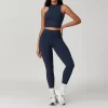Athletic Cropped Tank Top High Neck Sports Vest For Women