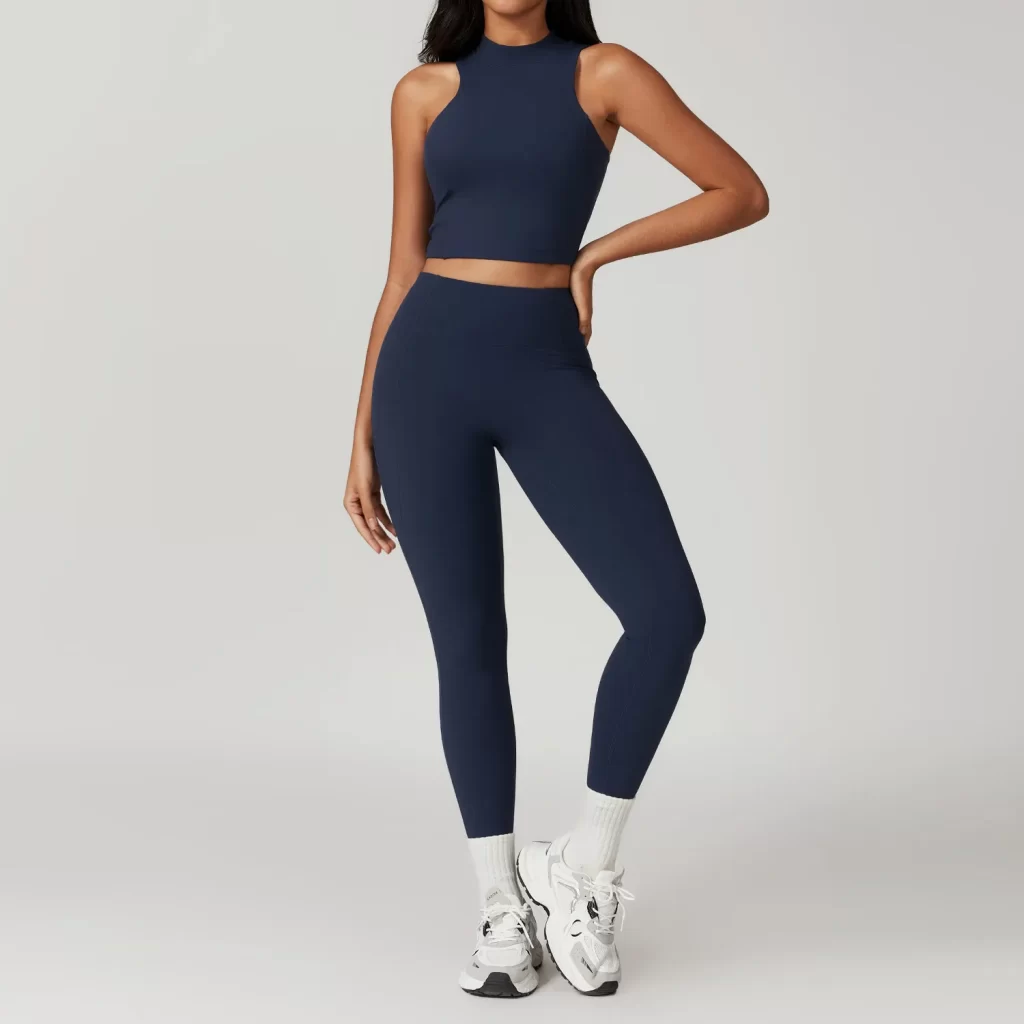 Athletic Cropped Tank Top High Neck Sports Vest For Women
