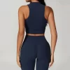 Athletic Cropped Tank Top High Neck Sports Vest For Women