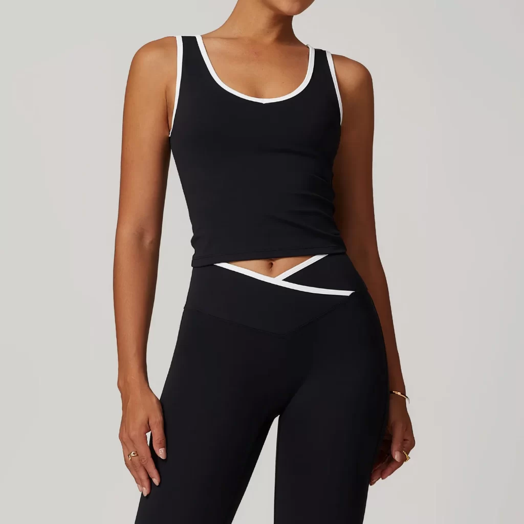 Women Athletic Tank Top Contrast Color Basic Cami Top
