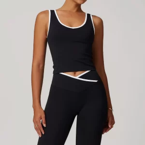 Women Athletic Tank Top Contrast Color Basic Cami Top