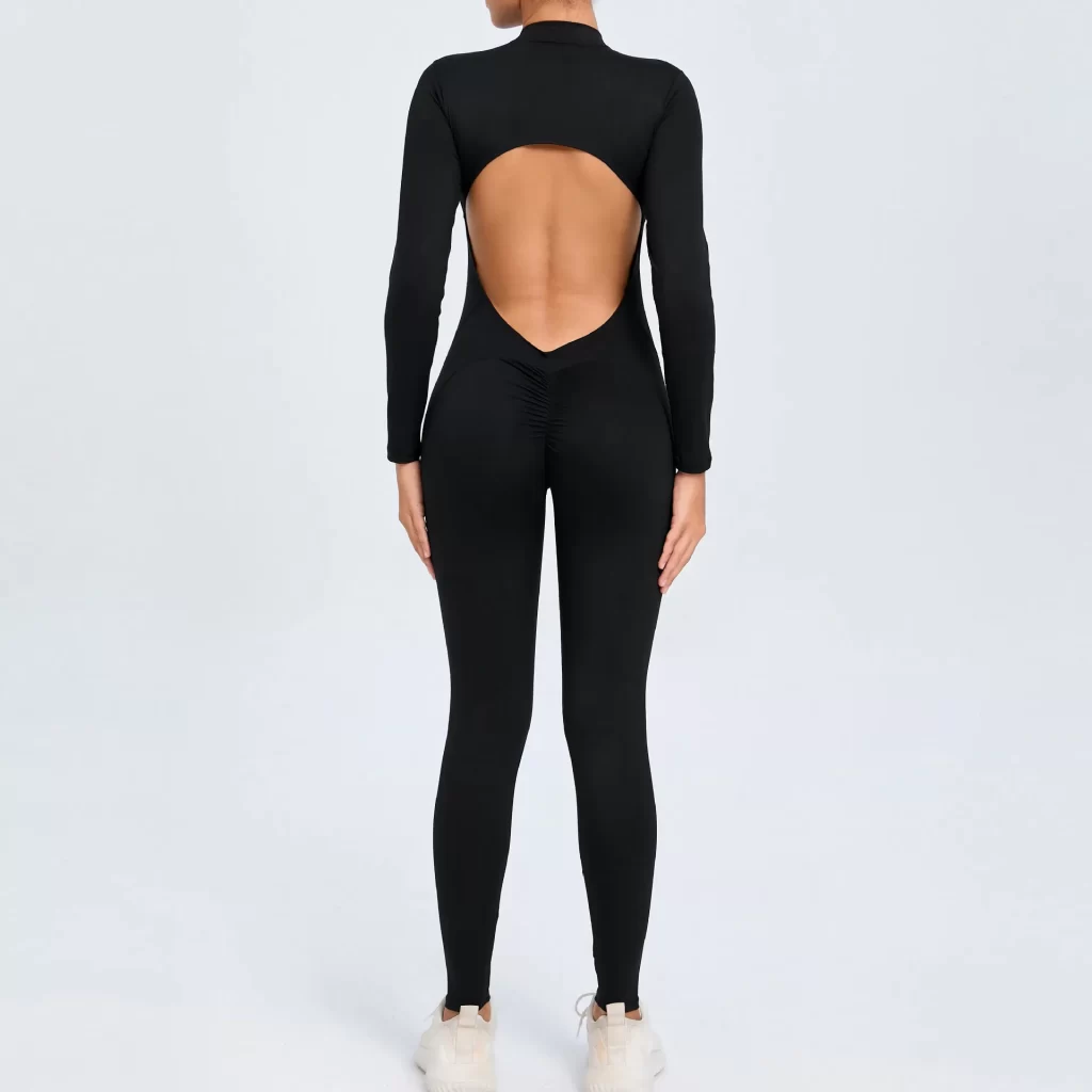 Athletic Backless Rompers Long Sleeve Workout Gym Bodysuit