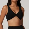 Twist Front Sports Bra Customized Deep V-Neck Crop Top