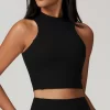 Athletic Cropped Tank Top High Neck Sports Vest For Women