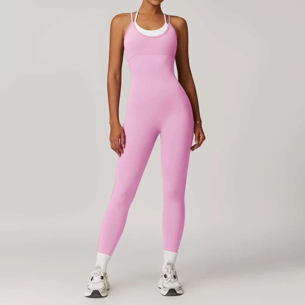 Women Workout Jumpsuit Fake Two Piece Bodysuit