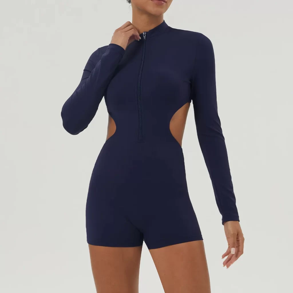 Workout Backless Long Sleeve Jumpsuit Gym Rompers