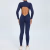 Athletic Backless Rompers Long Sleeve Workout Gym Bodysuit