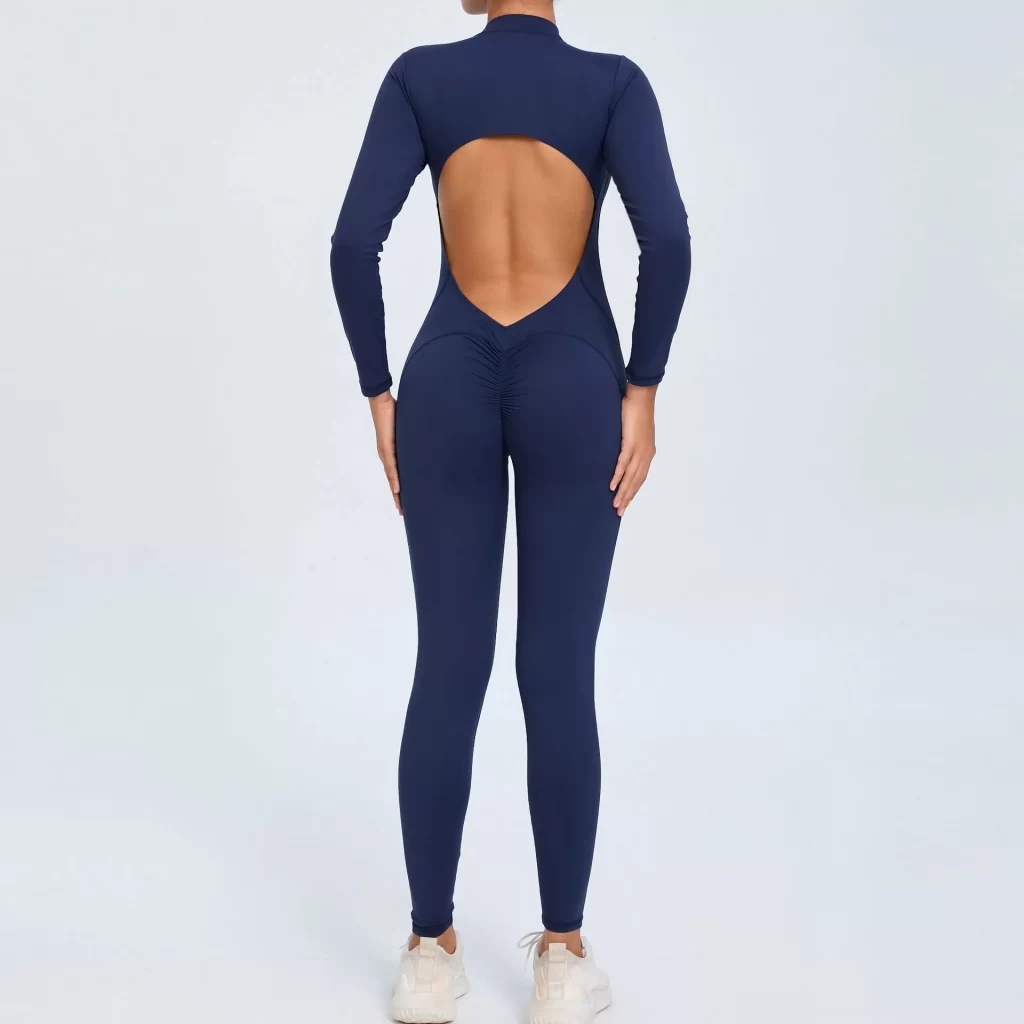 Athletic Backless Rompers Long Sleeve Workout Gym Bodysuit