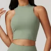 Athletic Cropped Tank Top High Neck Sports Vest For Women