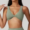Twist Front Sports Bra Customized Deep V-Neck Crop Top