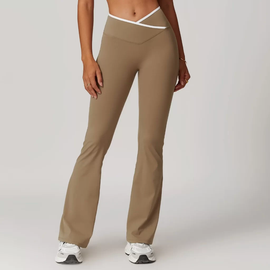 Workout Crossover V Waist Yoga Flare Leggings for Women private label activewear