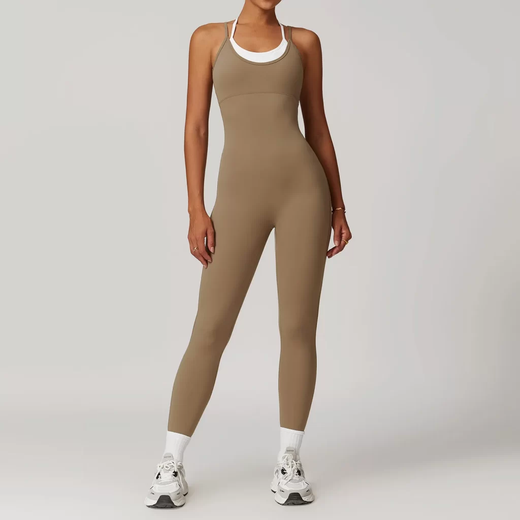 Women Workout Jumpsuit Fake Two Piece Bodysuit