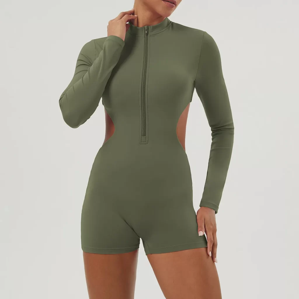 Workout Backless Long Sleeve Jumpsuit Gym Rompers