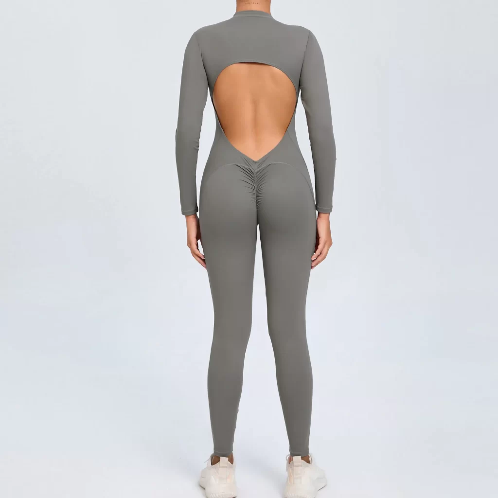 Athletic Backless Rompers Long Sleeve Workout Gym Bodysuit