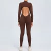 Athletic Backless Rompers Long Sleeve Workout Gym Bodysuit