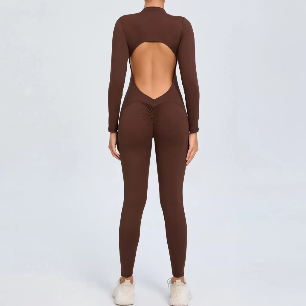 Athletic Backless Rompers Long Sleeve Workout Gym Bodysuit