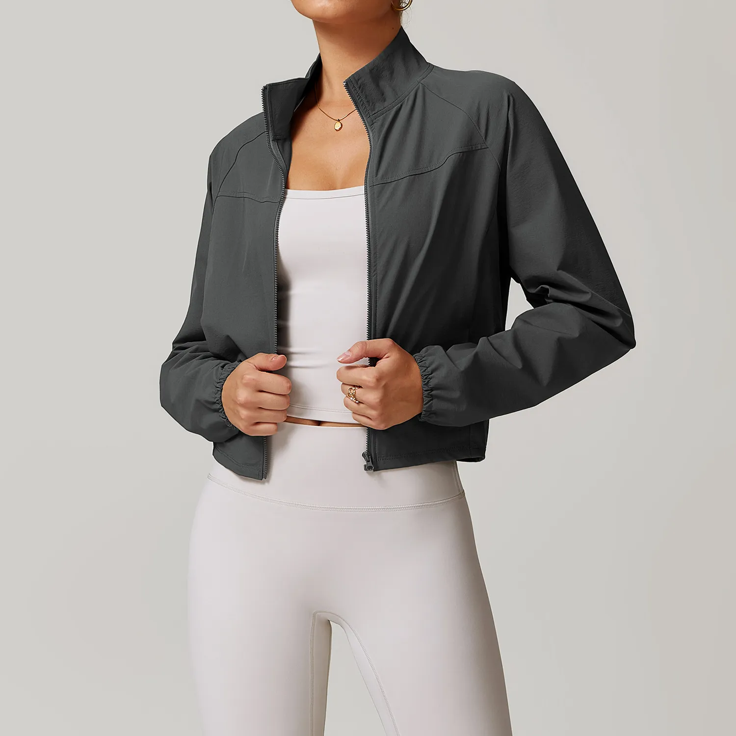 Custom Fitness Apparel Female Running Crop Jacket