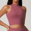 Athletic Cropped Tank Top High Neck Sports Vest For Women