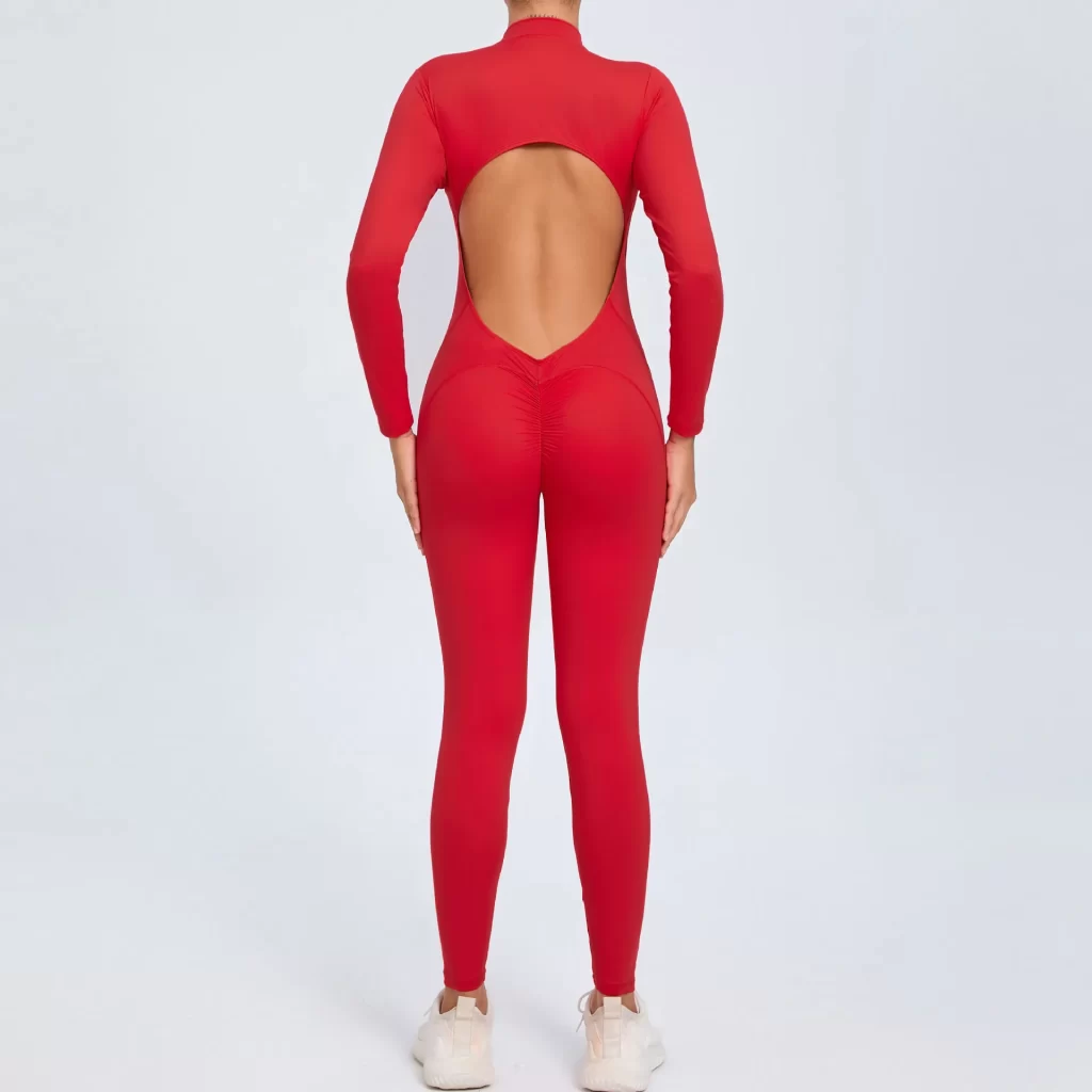 Athletic Backless Rompers Long Sleeve Workout Gym Bodysuit
