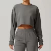 Casual Long Sleeve Shirts Hollow Back Basic Pullover Tops