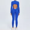 Athletic Backless Rompers Long Sleeve Workout Gym Bodysuit
