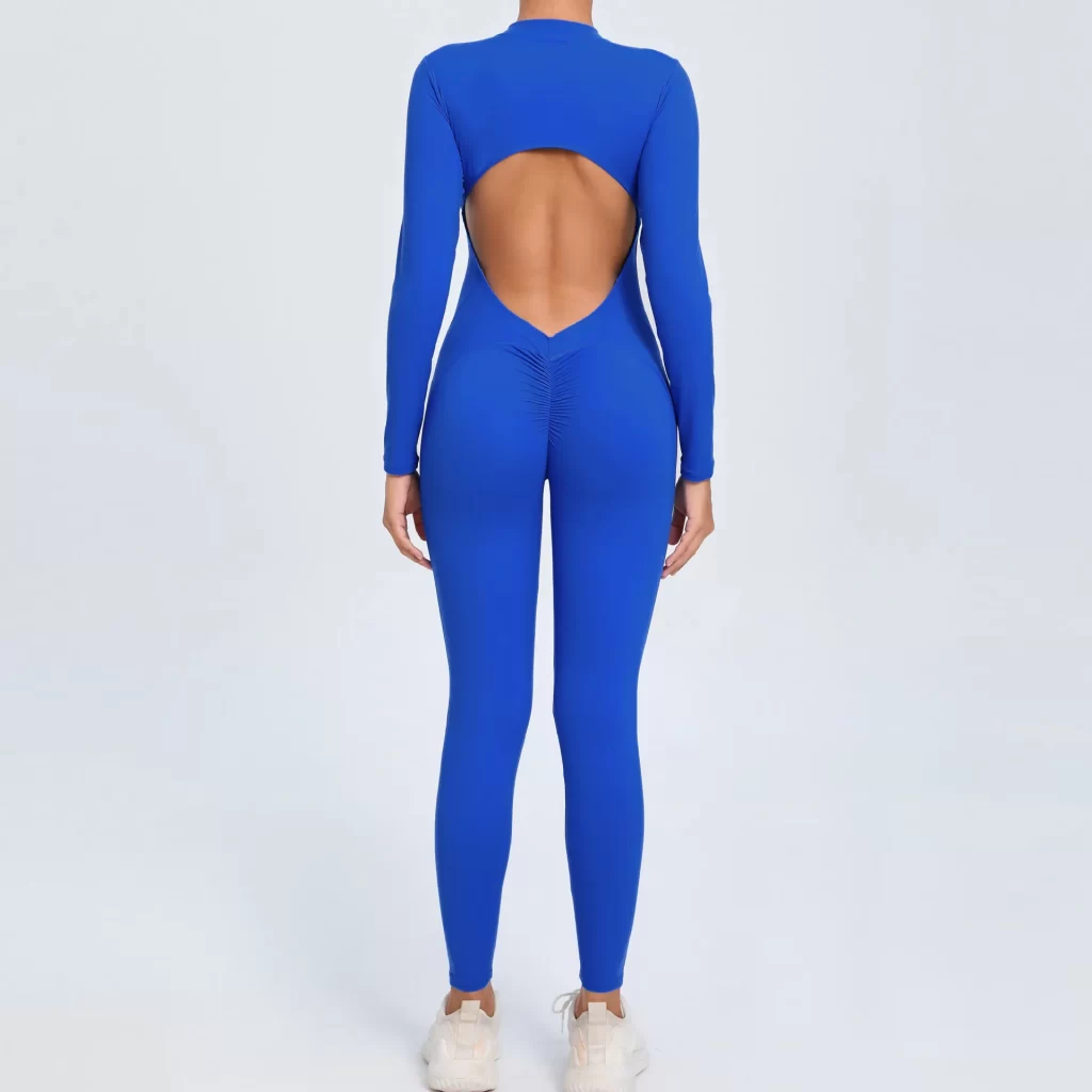 Athletic Backless Rompers Long Sleeve Workout Gym Bodysuit