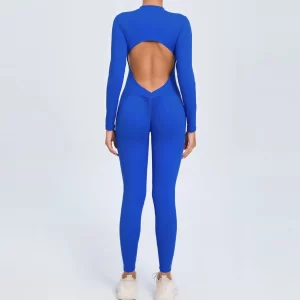 Athletic Backless Rompers Long Sleeve Workout Gym Bodysuit