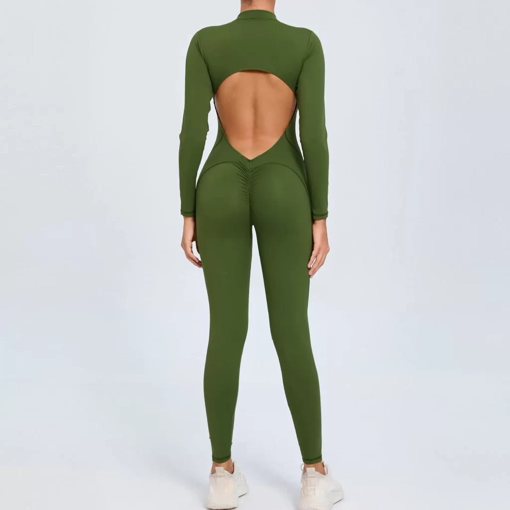 Athletic Backless Rompers Long Sleeve Workout Gym Bodysuit