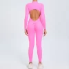 Athletic Backless Rompers Long Sleeve Workout Gym Bodysuit