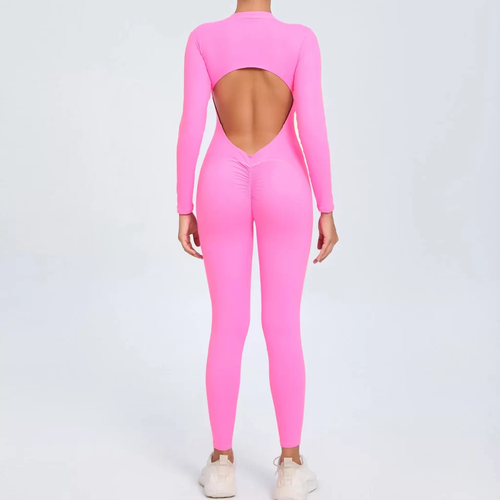 Athletic Backless Rompers Long Sleeve Workout Gym Bodysuit