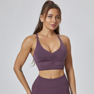 Seamless Y Racer Back Cropped Bras for Yoga Workout