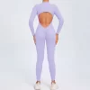 Athletic Backless Rompers Long Sleeve Workout Gym Bodysuit