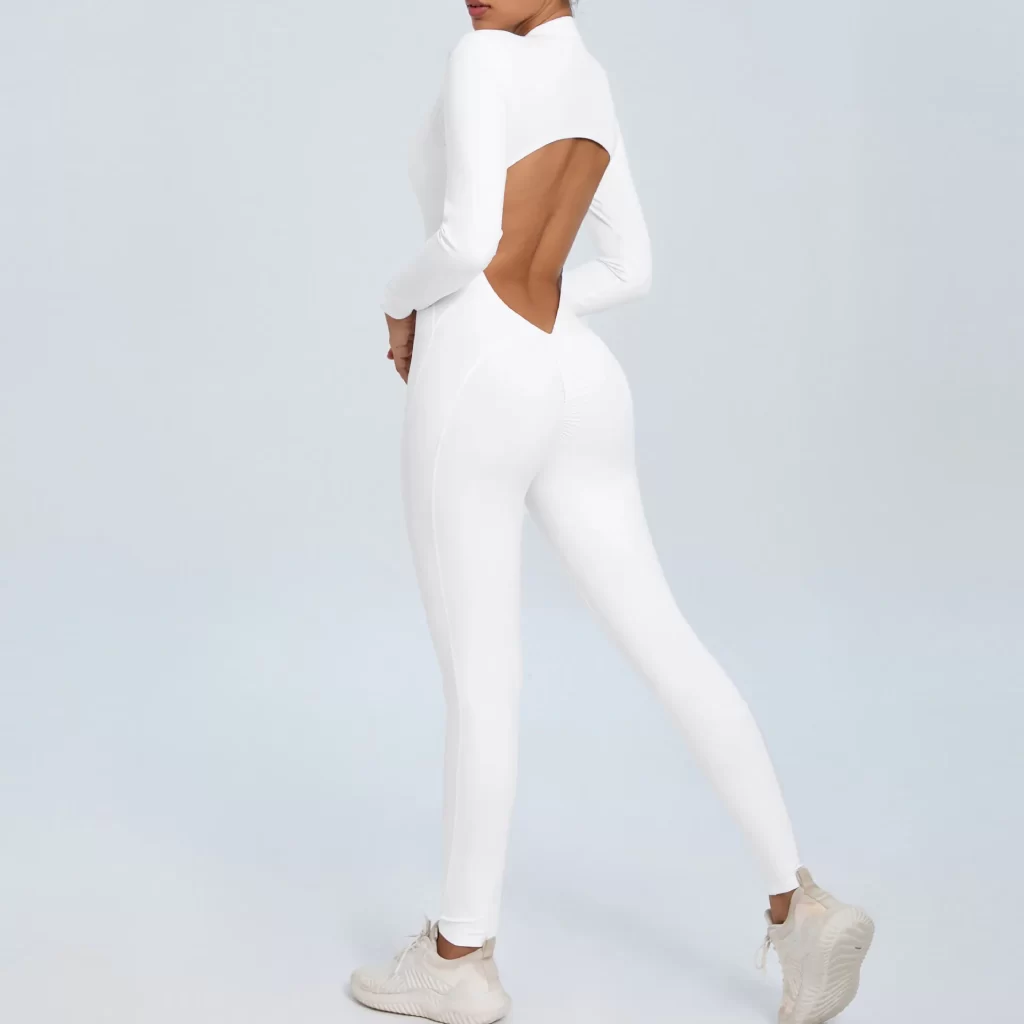 Athletic Backless Rompers Long Sleeve Workout Gym Bodysuit